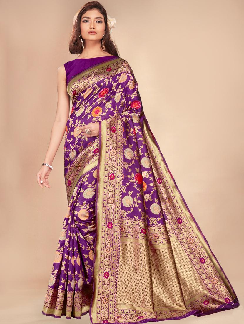 jacquard banarasi saree with blouse - 17573679 - Zoom Image - 1