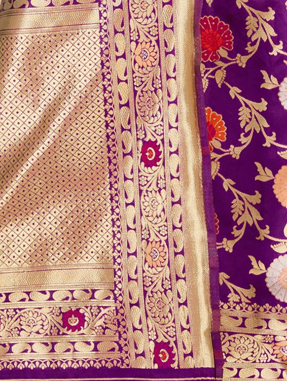 jacquard banarasi saree with blouse - 17573679 - Zoom Image - 3