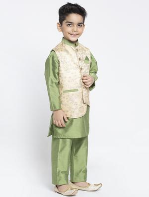 festive wear kurta set with nehru jacket - 17573793 - Standard Image - 2