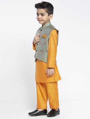 festive wear kurta set with nehru jacket - 17573796 - Standard Image - 2