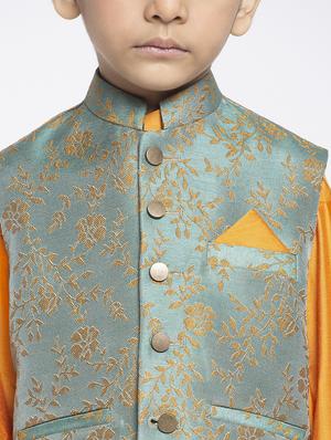 festive wear kurta set with nehru jacket - 17573796 - Standard Image - 4