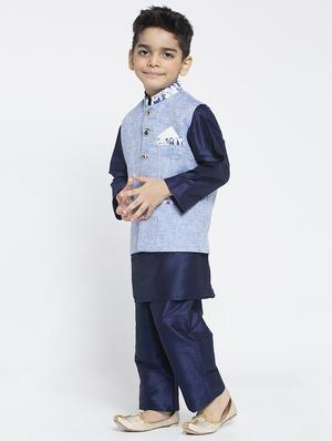 festive wear kurta set with nehru jacket - 17573817 - Standard Image - 2