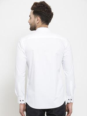 white solid casual shirt - 17573885 - Standard Image - 3
