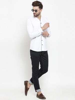 white solid casual shirt - 17573885 - Standard Image - 4