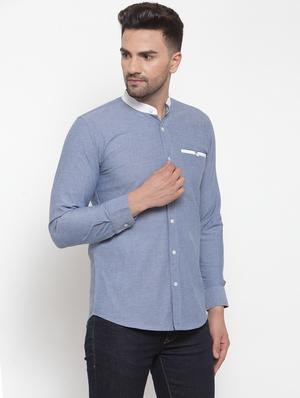 blue solid casual shirt - 17573889 - Standard Image - 2