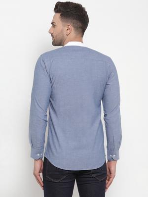 blue solid casual shirt - 17573889 - Standard Image - 4