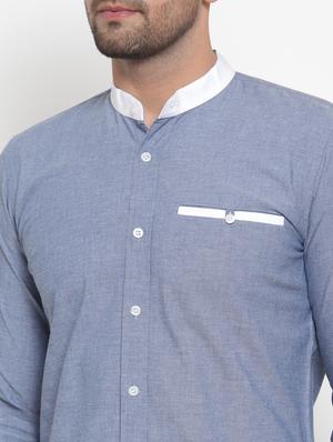 blue solid casual shirt - 17573889 - Standard Image - 6