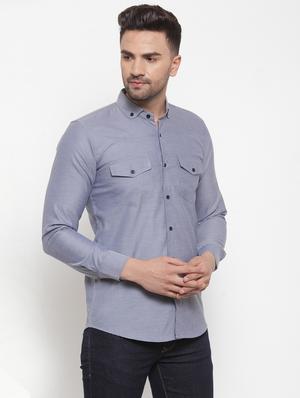 grey solid casual shirt - 17573890 - Standard Image - 2