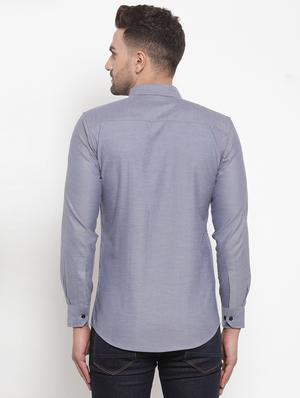 grey solid casual shirt - 17573890 - Standard Image - 4