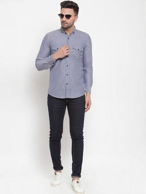 grey solid casual shirt - 17573890 - Standard Image - 5