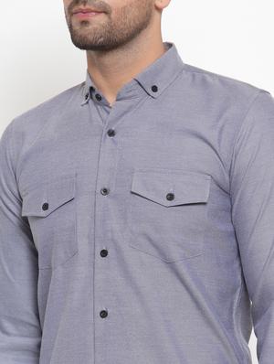 grey solid casual shirt - 17573890 - Standard Image - 6