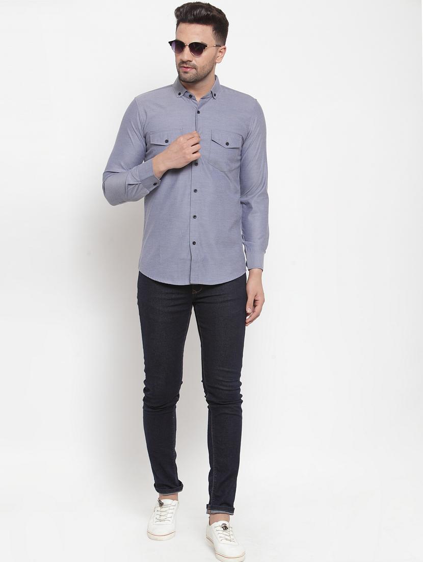 grey solid casual shirt - 17573890 - Zoom Image - 5