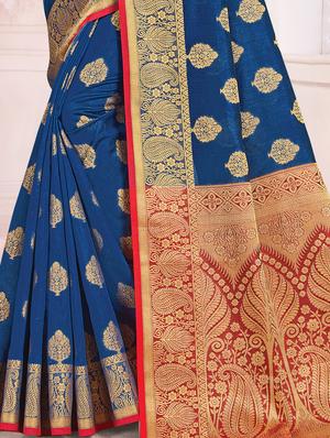 zari work woven saree with blouse - 17574077 - Standard Image - 2