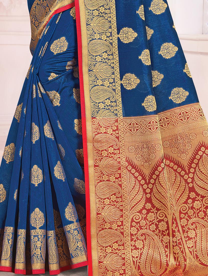 zari work woven saree with blouse - 17574077 - Zoom Image - 2