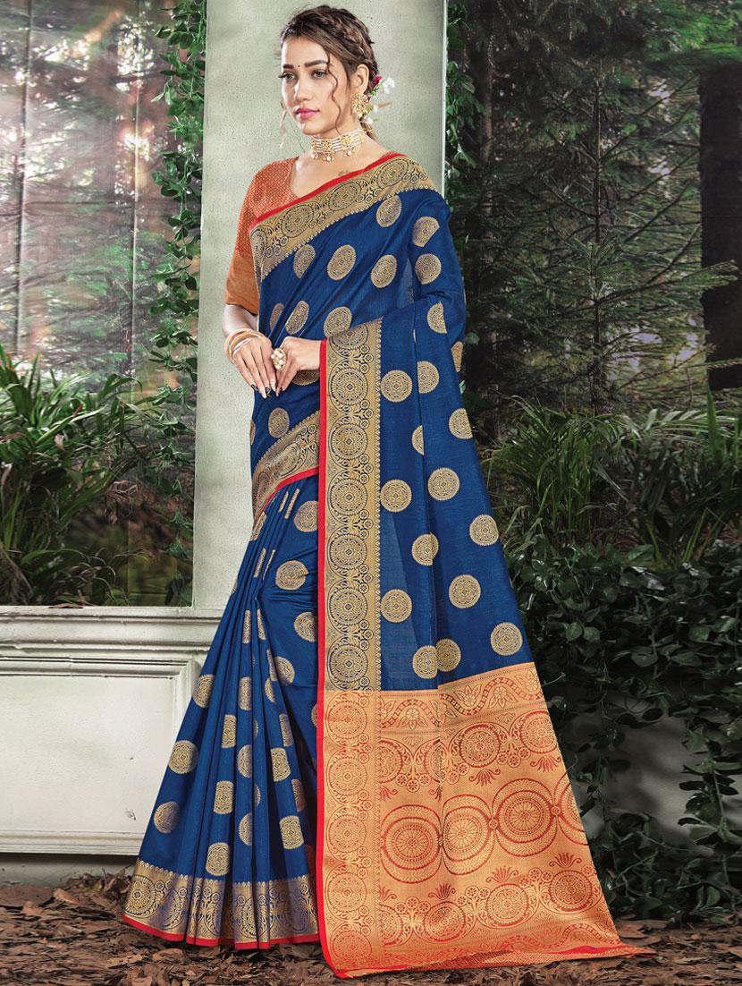 zari work woven saree with blouse - 17574078 - Zoom Image - 1