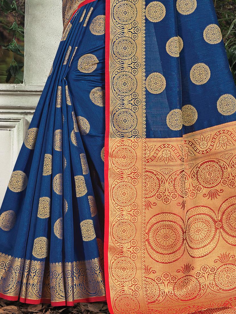 zari work woven saree with blouse - 17574078 - Zoom Image - 2
