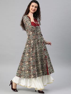 maroon anarkali kurta - 17574181 - Standard Image - 2