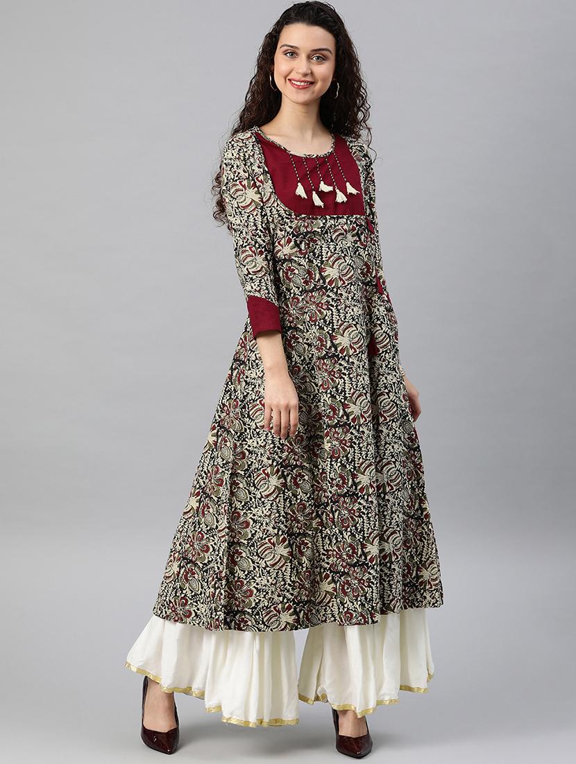 maroon anarkali kurta - 17574181 - Zoom Image - 1