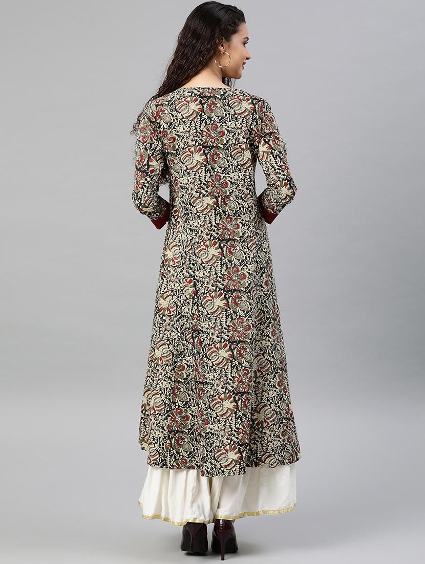 maroon anarkali kurta - 17574181 - Zoom Image - 3