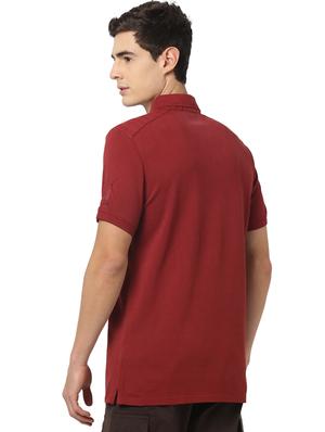 maroon solid polo t-shirt - 17574274 - Standard Image - 3