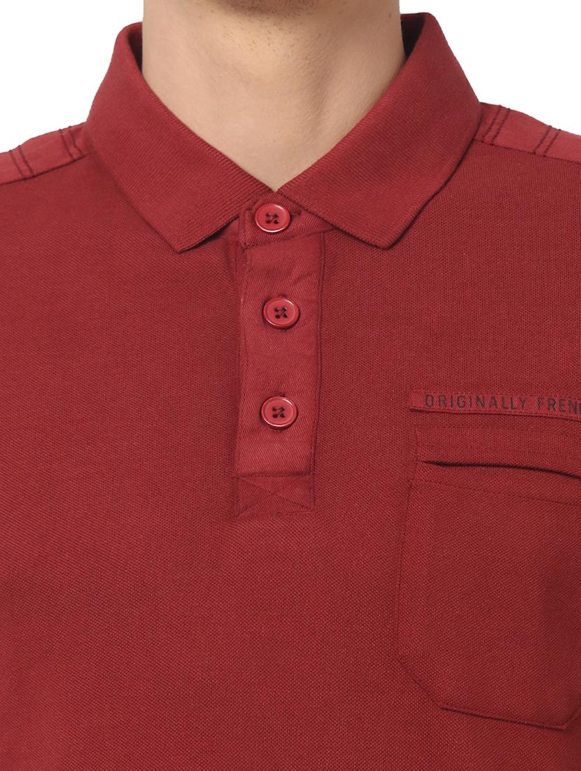 maroon solid polo t-shirt - 17574274 - Zoom Image - 5
