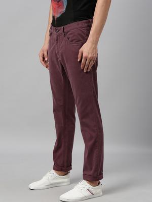 burgundy solid chinos - 17574324 - Standard Image - 2