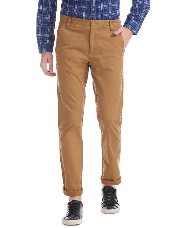 brown solid chinos - 17574487 - Zoom Image - 1