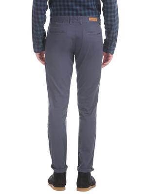 navy blue solid chinos - 17574501 - Standard Image - 3