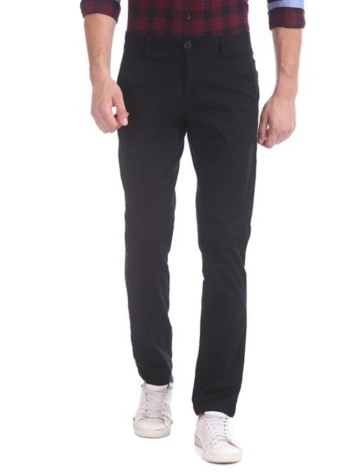 navy blue solid chinos - 17574503 - Standard Image - 1