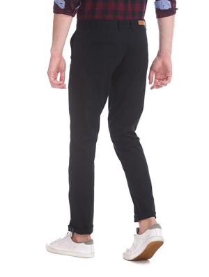 navy blue solid chinos - 17574503 - Standard Image - 3