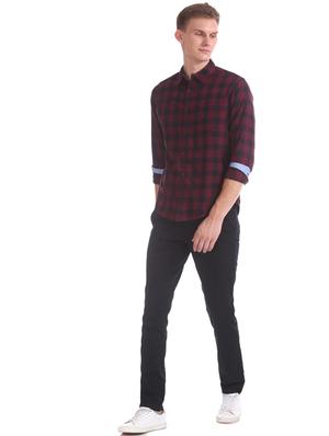 navy blue solid chinos - 17574503 - Standard Image - 4