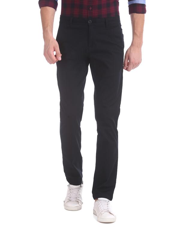 navy blue solid chinos - 17574503 - Zoom Image - 1