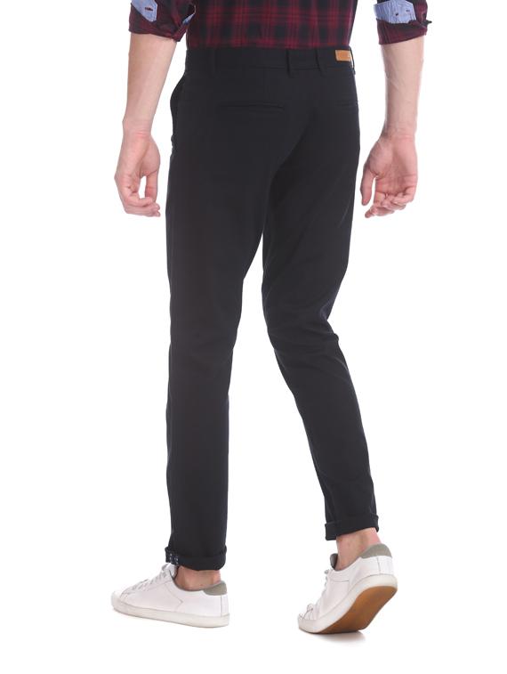 navy blue solid chinos - 17574503 - Zoom Image - 3
