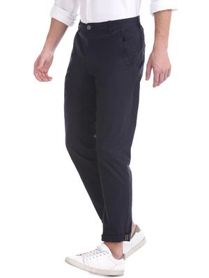 navy blue solid chinos - 17574516 - Standard Image - 2