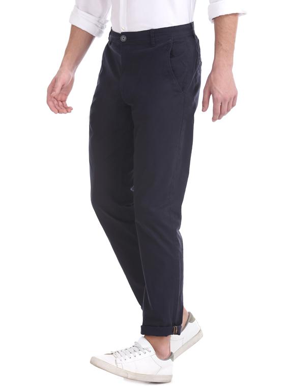 navy blue solid chinos - 17574516 - Zoom Image - 2