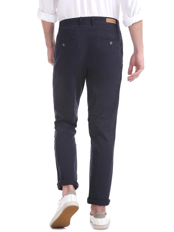 navy blue solid chinos - 17574516 - Zoom Image - 3