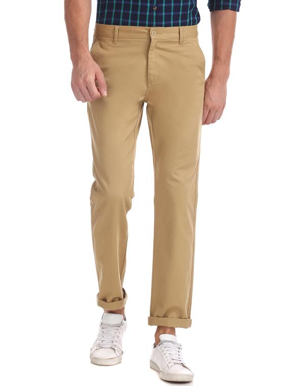 beige solid chinos - 17574544 - Zoom Image - 1
