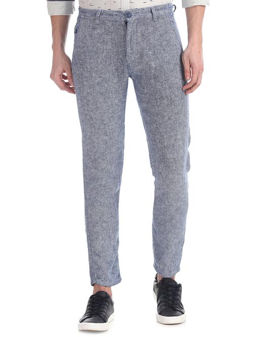 blue solid chinos - 17574558 - Standard Image - 1