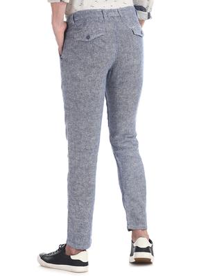 blue solid chinos - 17574558 - Standard Image - 3