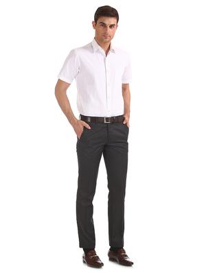 black solid flat front formal trouser - 17574632 - Standard Image - 4