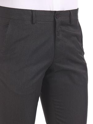 black solid flat front formal trouser - 17574632 - Standard Image - 5