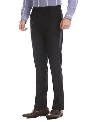 black solid flat front formal trouser - 17574654 - Standard Image - 2