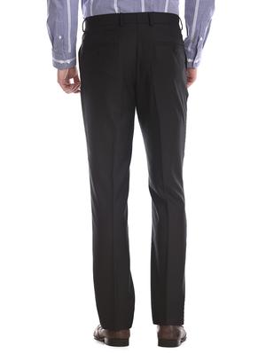 black solid flat front formal trouser - 17574654 - Standard Image - 3