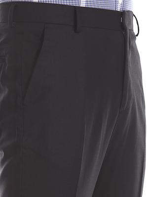 black solid flat front formal trouser - 17574654 - Standard Image - 5
