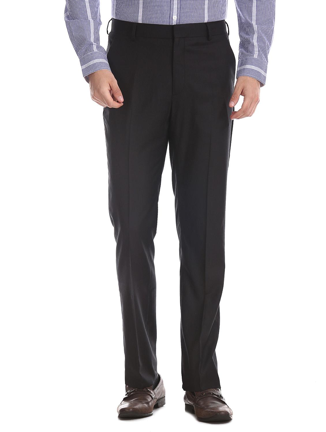 black solid flat front formal trouser - 17574654 - Zoom Image - 1