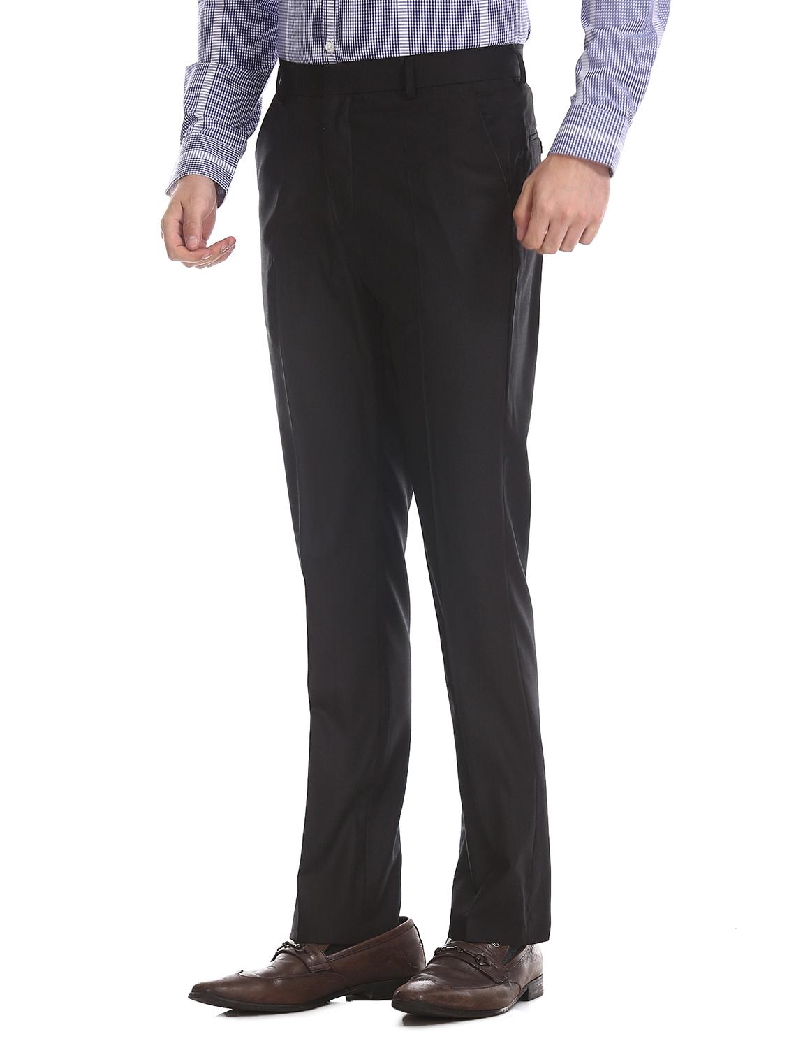 black solid flat front formal trouser - 17574654 - Zoom Image - 2