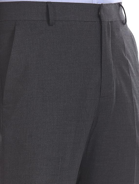 black textured flat front formal trouser - 17574657 - Zoom Image - 5