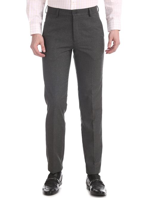 black solid flat front formal trouser - 17574673 - Standard Image - 1
