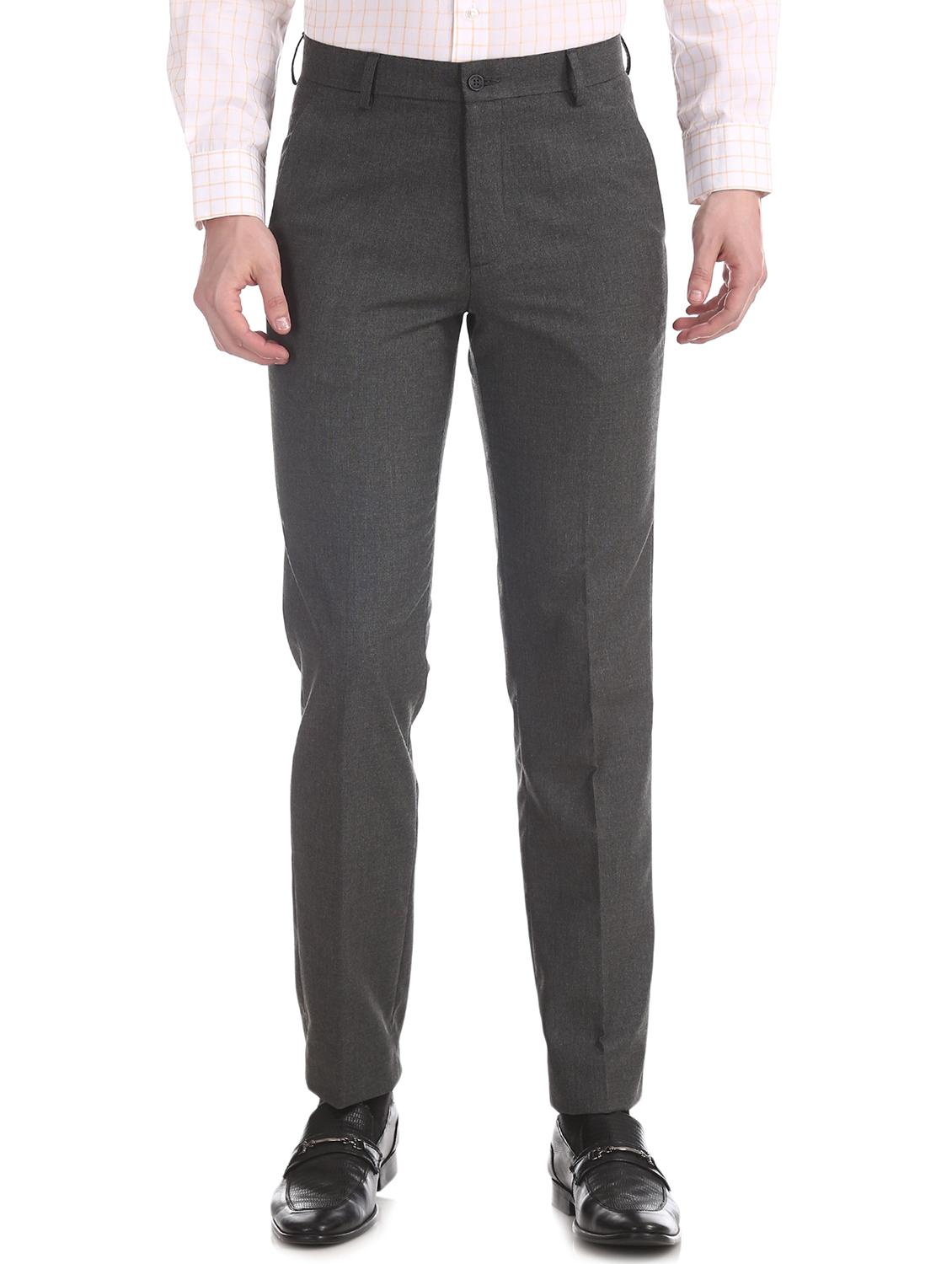 black solid flat front formal trouser - 17574673 - Zoom Image - 1