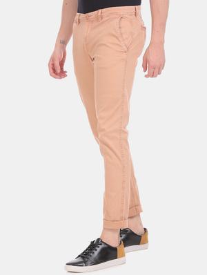 peach solid chinos - 17574676 - Standard Image - 2